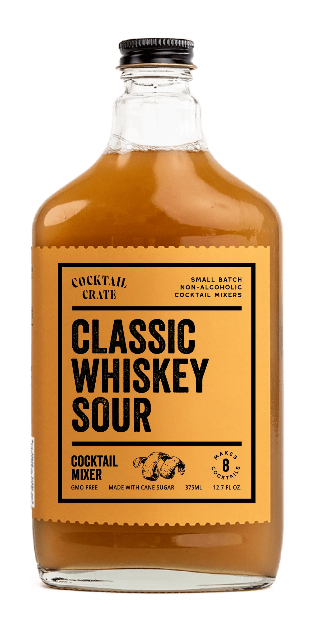 Classic Whiskey Sour bottle with the new Cocktail Crate label